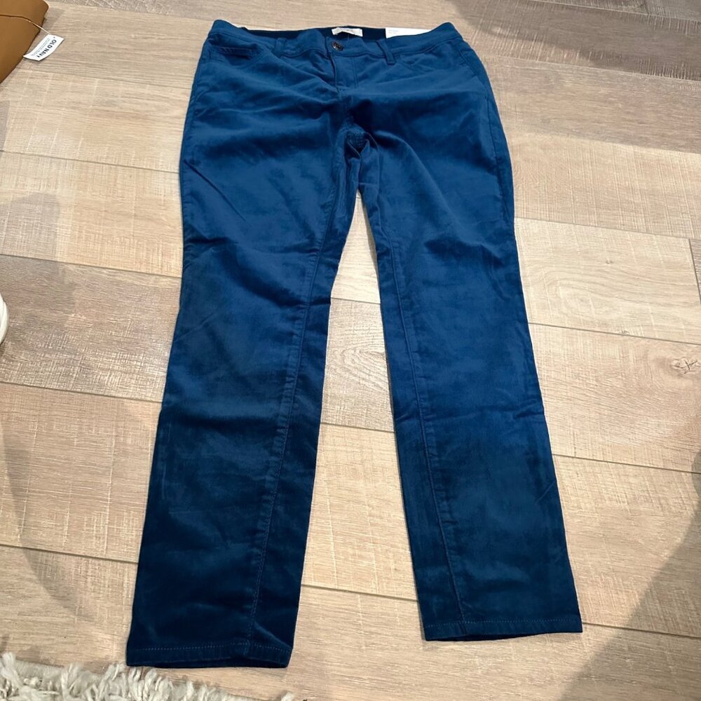 LOFT WOMENS BLUE VELOUR PANTS NEW 8 PETITE NEW